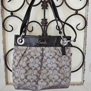 Coach Monogram Shoulder Bag Ashley Signature Hipster Purse Khaki/Brown